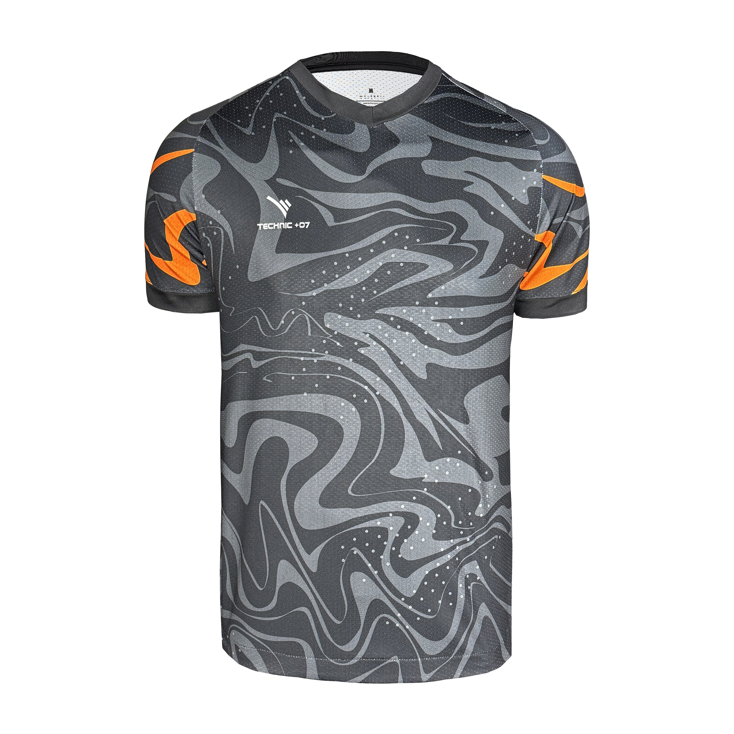 تصویر تیشرت ورزشی مردانه تکنیک پلاس 07 مدل یقه هفت سوزنی برنا کد TS-161 رنگ مشکی