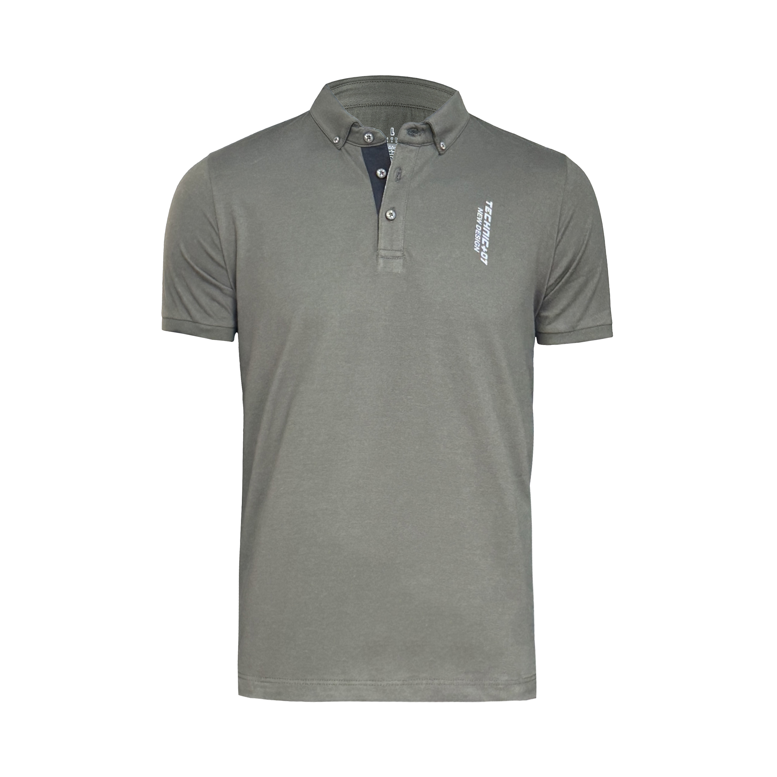 تصویر پولوشرت مردانه تکنیک پلاس 07 مدل نخی یقه دار کد TS-169 رنگ یشمی