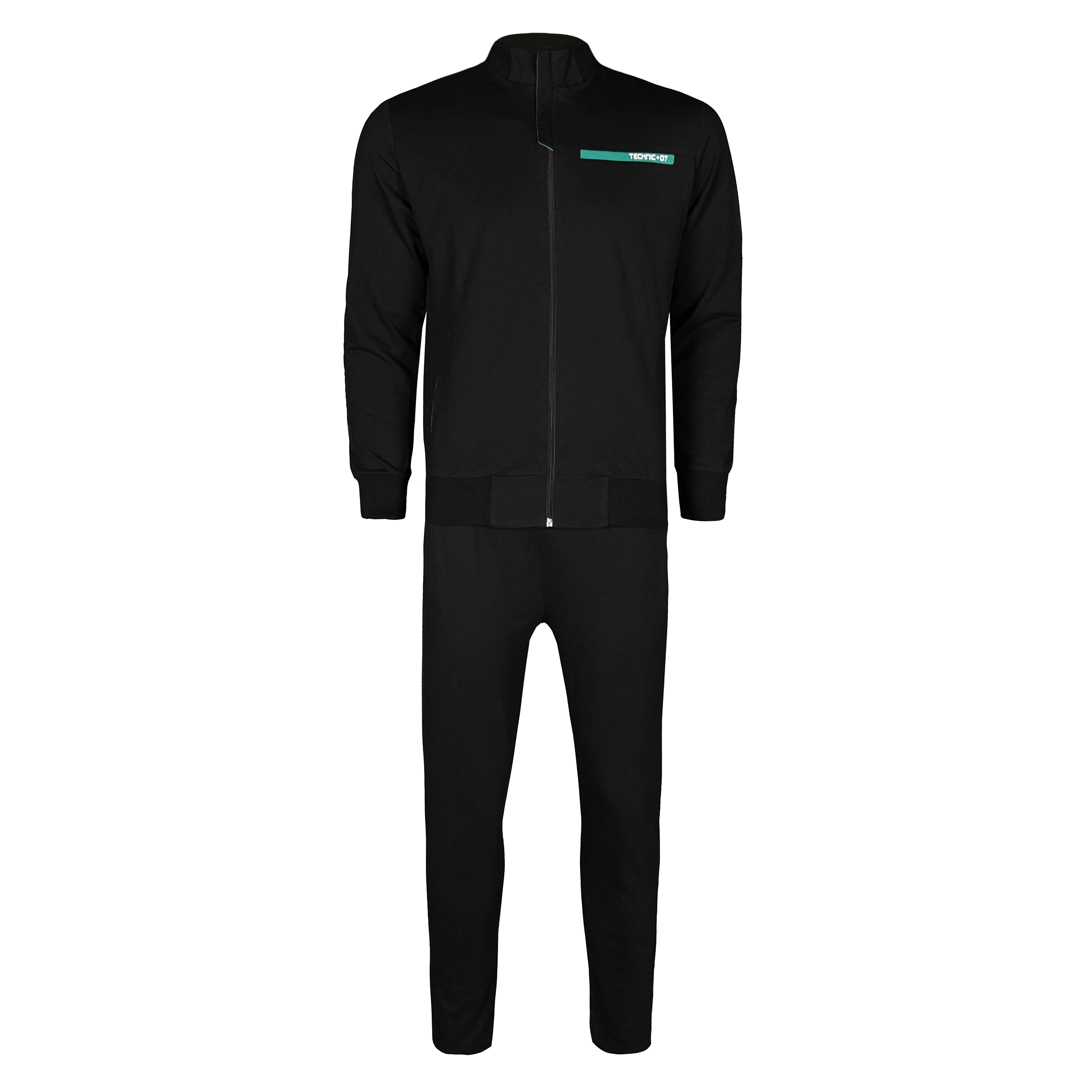 تصویر ست گرمکن و شلوار ورزشی مردانه تکنیک پلاس 07 مدل GK-137 رنگ مشکی