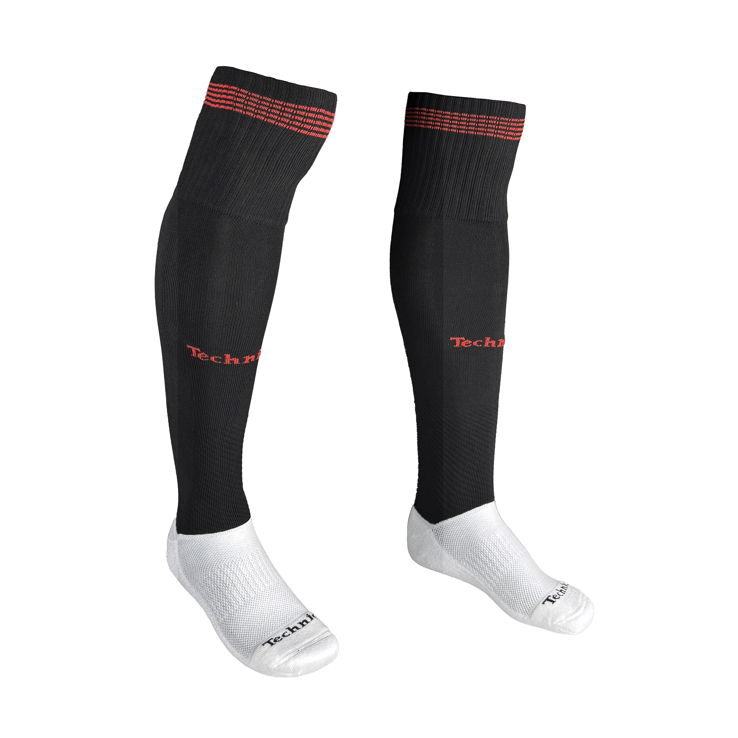 تصویر جوراب فوتبالی تکنیک+07 مدل JS-105-MG رنگ مشکی قرمز