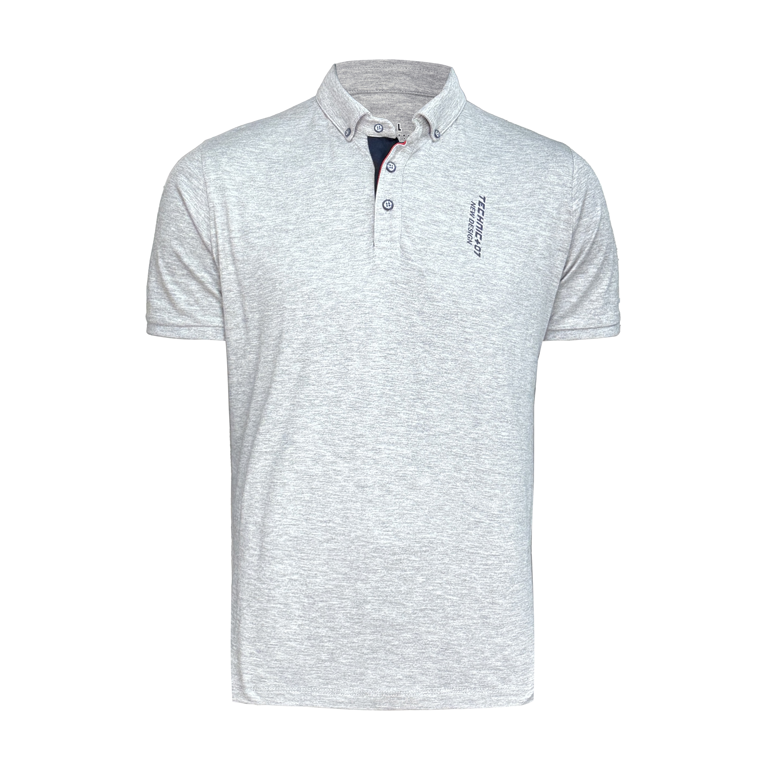 تصویر پولوشرت مردانه تکنیک پلاس 07 مدل نخی یقه دار کد TS-169 رنگ طوسی