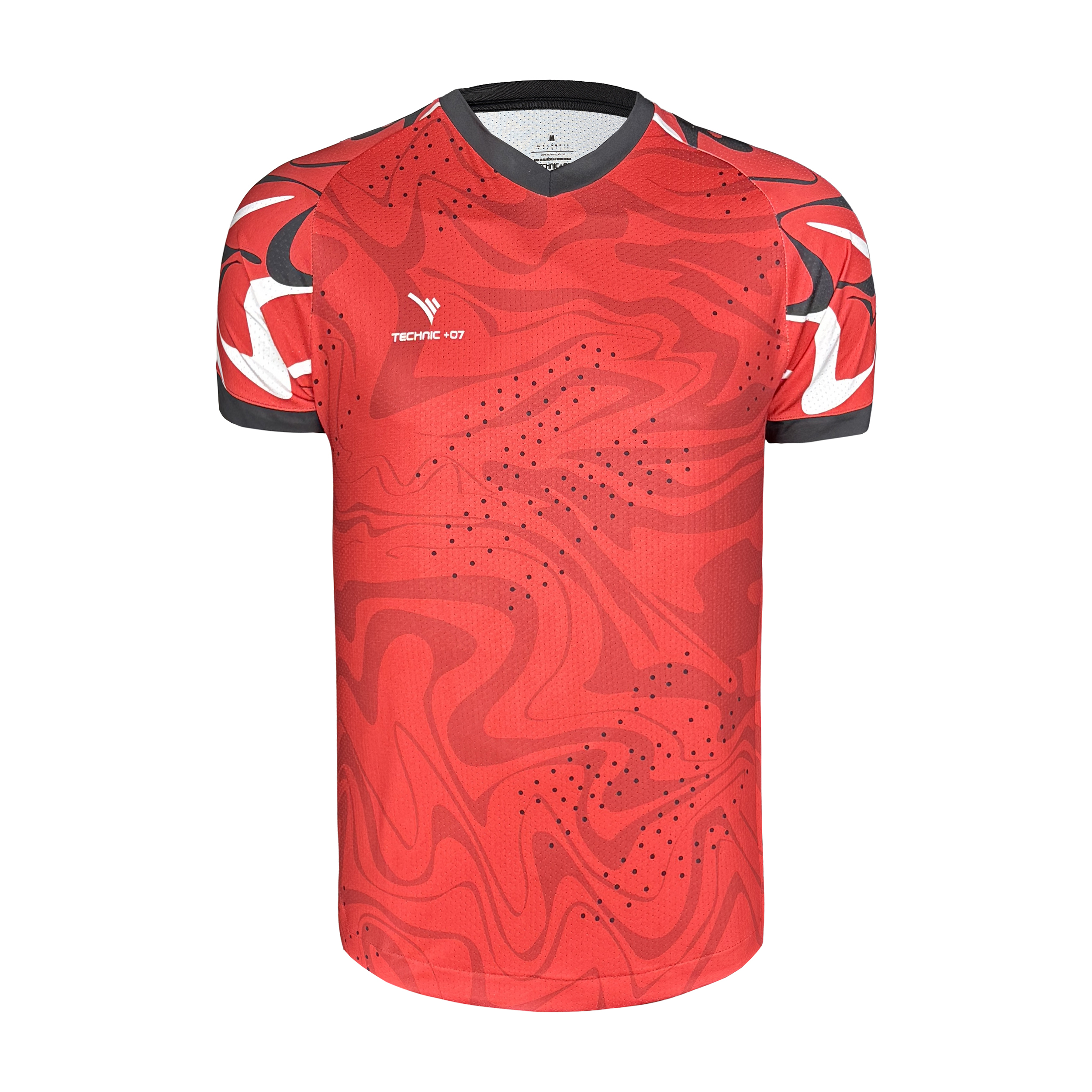 تصویر تیشرت ورزشی مردانه تکنیک پلاس 07 مدل یقه هفت سوزنی برنا کد TS-161 رنگ قرمز