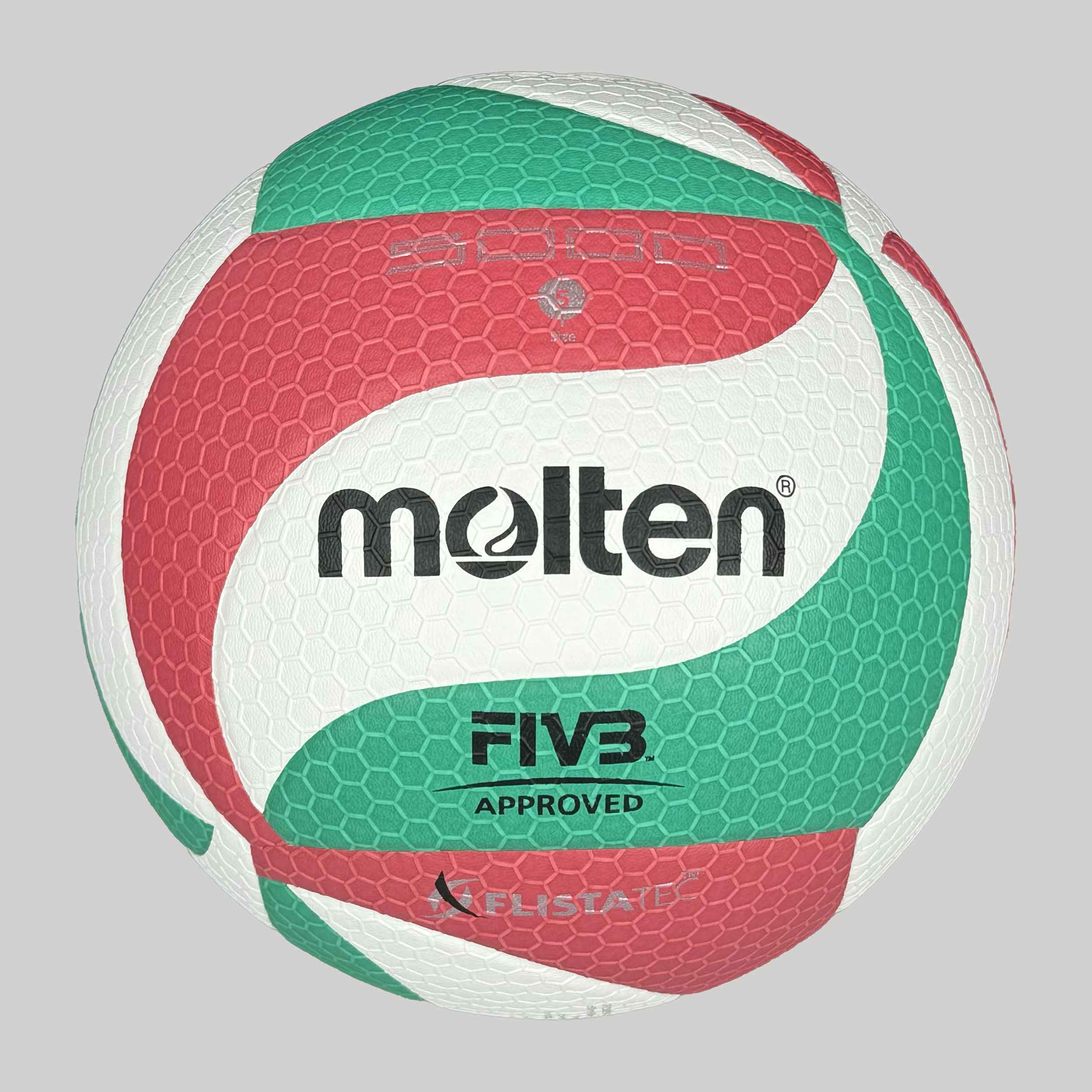 تصویر توپ والیبال مولتن | Molten اورجینال مدل V5M5000 کد TOVAO-101 رنگ سبز قرمز