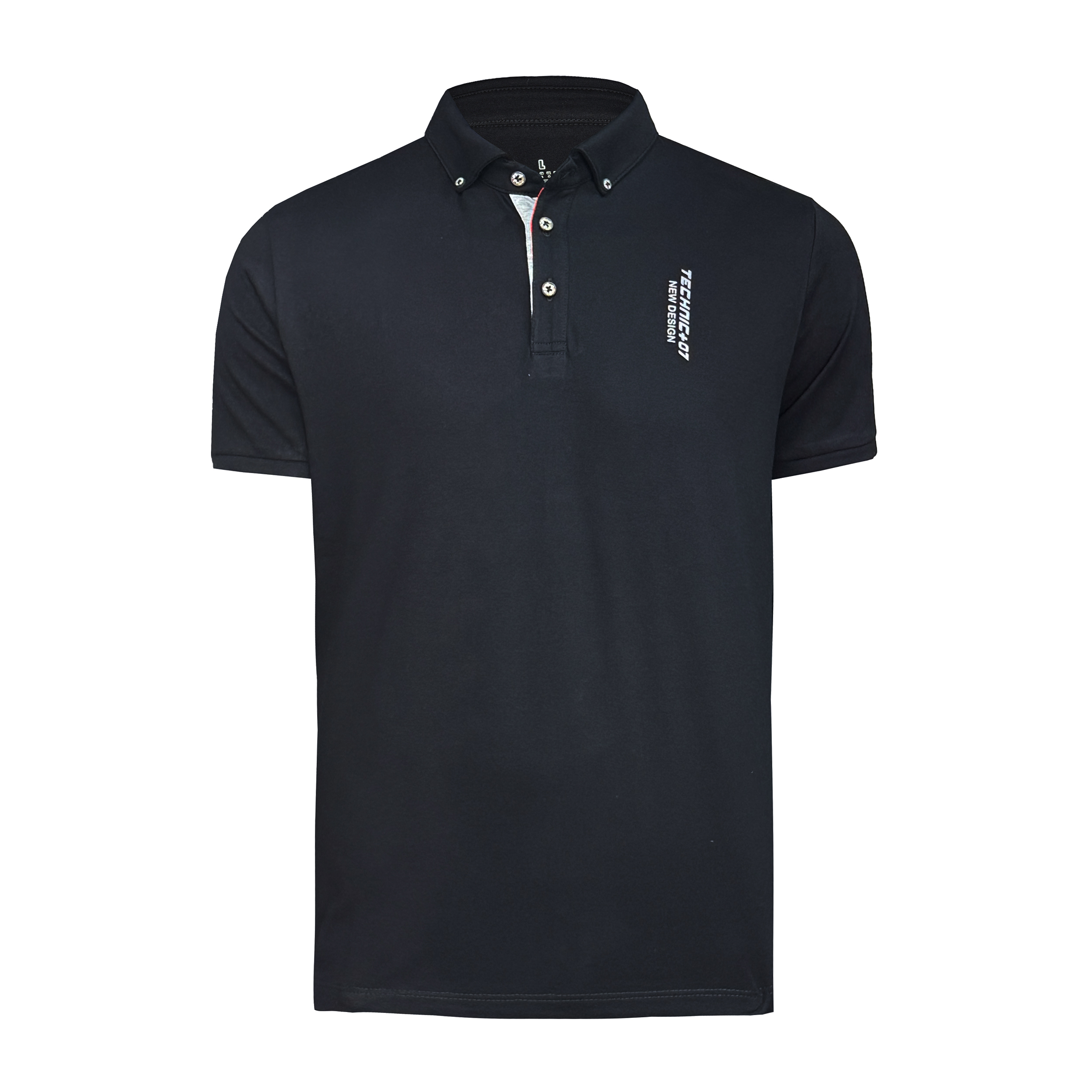 تصویر پولوشرت مردانه تکنیک پلاس 07 مدل نخی یقه دار کد TS-169 رنگ مشکی