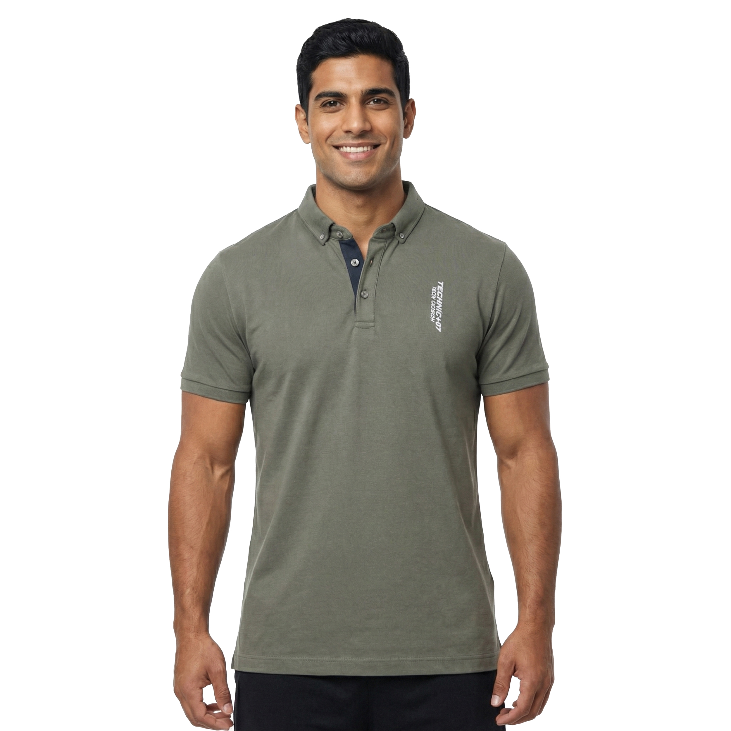 تصویر پولوشرت مردانه تکنیک پلاس 07 مدل نخی یقه دار کد TS-169 رنگ یشمی