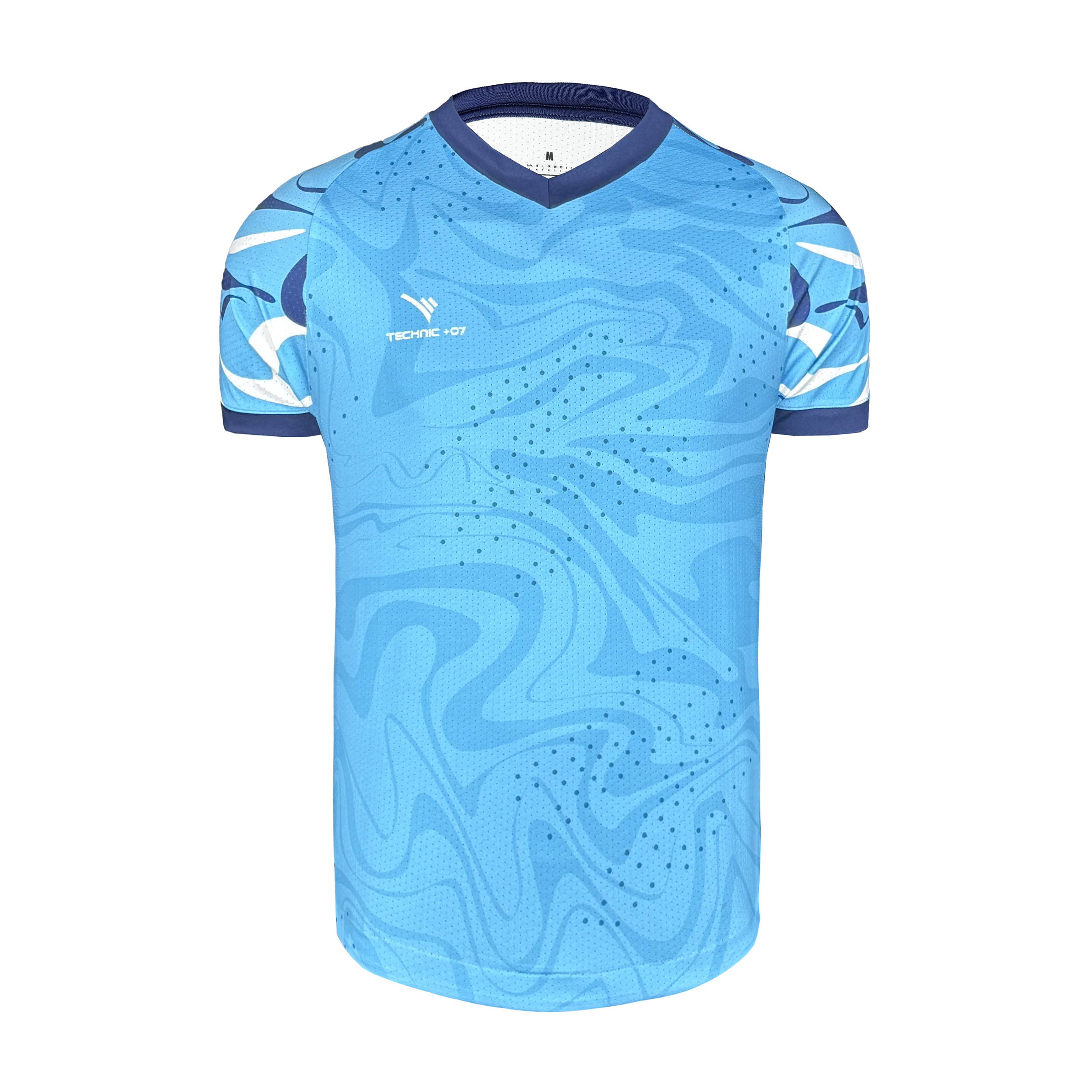 تصویر تیشرت ورزشی مردانه تکنیک پلاس 07 مدل یقه هفت سوزنی برنا کد TS-161 رنگ فیروزه ای